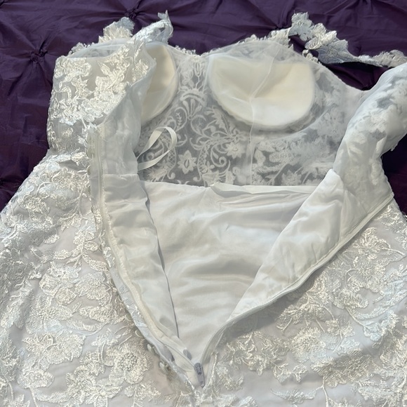 Women’s Tulle Lace Beach wedding dress for bride. Chiffon Boho/ Bohemian size 12 - Picture 14 of 15